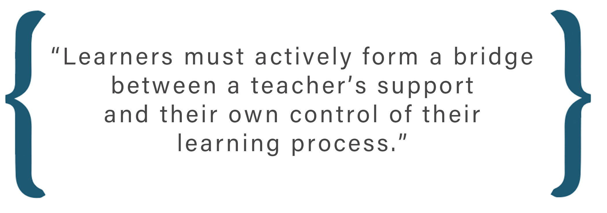 Text box: Learners must actively form a bridge between a teacher's support and their own control of their learning process